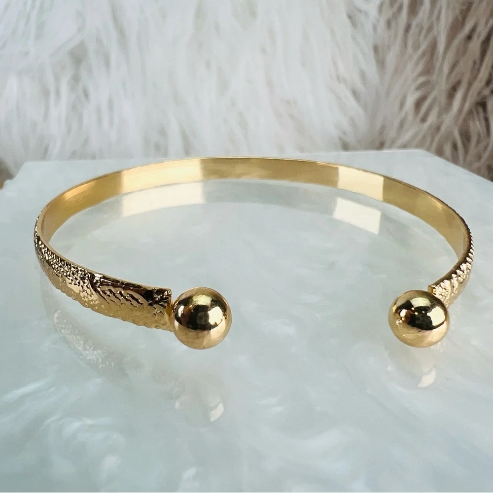 Goldtone Textured Stackable Cuff Bracelet